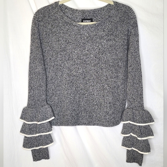 Express Gorgeous Sweater Top Size Small Beautiful Bell/Ruffle Sleeve Excellent✅️ - Picture 2 of 5